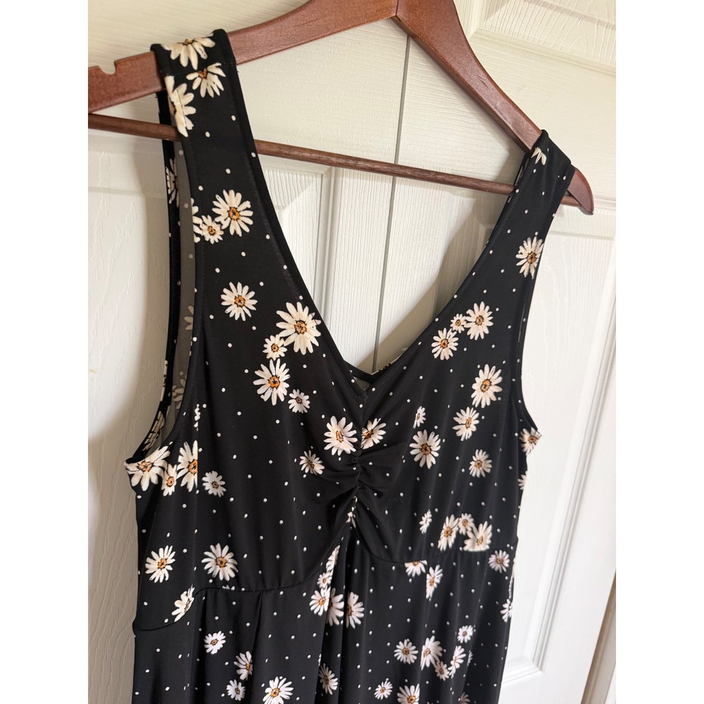Torrid Black Daisy Polka Dot Sleeveless Skater Dress Womens 1 Plus Sunflower - Picture 2 of 11